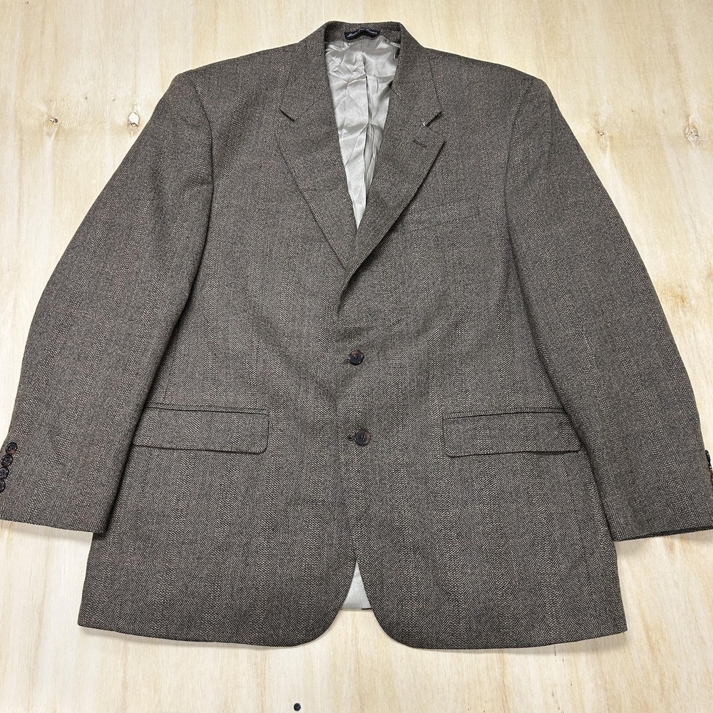 Ralph Lauren Blazer Mens 46 Brown Herringbone Wool Tweed Sport Coat Jacket